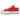 Maison Mihara Yasuhiro Hank OG Sole Canvas Low Red sneakers i vinkelret visning med rød kanvas overdel og karakteristisk smeltet hvid sål