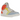 Jordan 1 Mid To My First Coach sneakers i et vinklet udsnit med flerfarvet overdel i læder og ruskind samt hvide snørebånd