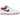 Air Jordan 1 Low White Gym Red sneakers i vinklet profil med hvid læderoverdel, røde detaljer, snørebånd og klassisk gummisål