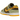 Nike Dunk Low Dusty Olive sneakers i vinkelvisning med brune ruskindspaneler, grøn base, orange snørebånd og hvid mellemsål