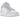 Jordan 1 Mid Grey Camo sneakers i sideprofil med grå overdel i læder, camouflagemønstret swoosh og hvid mellemsål