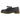 Dr Martens Adrian Ys Black sneakers i vinkelret visning med sort glat læder, frynser og klassiske gule syninger langs sålen