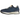 New Balance 327 Denim sneakers i vinkelret visning med blå denim overdel, hvid mellemsål og klassisk sort ydersål