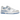 New Balance 550 White Blue Haze Rain Cloud sneakers i sideprofil med hvid læderoverdel, blå detaljer og gummisål