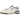 New Balance 550 New Spruce Mini Logo sneakers i vinkelret visning med hvid og grøn læderoverdel samt klassiske snørebånd