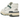New Balance 550 New Spruce Mini Logo sneakers i vinklet visning med hvid og grøn læderoverdel samt klassisk snøring