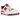 New Balance 550 White Red sneakers i sideprofil med hvid læderoverdel, røde detaljer, snørebånd og flad gummisål