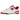 New Balance 550 White Red sneakers i sideprofil med hvid overdel i læder, røde detaljer, snørebånd og flad gummisål