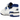New Balance 550 White Blue sneakers i vinkelret visning med hvid læderoverdel, blå detaljer og klassisk snøring
