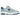 New Balance 550 Chrome Blue Patent sneakers i sideprofil med hvid læderoverdel, blå detaljer og snørebånd