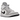 Air Jordan 1 Mid Light Smoke Grey sneakers i vinkelret visning med hvide og grå læderpaneler, sorte detaljer og klassisk snøring