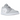 Jordan 1 Low White Camo sneakers i vinkelret visning med hvid læderoverdel, gråt camouflage-swoosh og hvid mellemsål