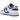 Nike Dunk Low Racer Blue White sneakers i vinklet visning med blå og hvide læderpaneler, hvid mellemsål og snørebånd