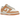 Nike Dunk Low Harvest Moon sneakers i en vinkel med hvid og lysebrun overdel i læder, flade snørebånd og perforeret tåboks.