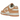 Nike Dunk Low Harvest Moon sneakers set fra siden med hvid læderoverdel og lysebrune swoosh-detaljer samt klassisk gummisål