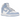 Nike Dunk High Aluminum sneakers i sideprofil med hvid læderoverdel, lyseblå overlays og matchende snørebånd