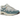 Nike Air Max 1 Patta Noise Aqua sneakers i vinkelvisning med hvid mesh, gråt læger og blå bølget mudguard samt synlig Air enhed