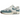 Nike Air Max 1 Patta Noise Aqua sneakers i vinklet visning med hvid mesh, lyseblåt bølget læder og hvid mellemsål med synlig Air enhed