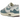 Nike Air Max 1 Patta Noise Aqua sneakers i vinkelvisning med bølget blå læder mudguard og hvid mesh overdel