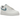Nike Air Force 1 White Worn Blue Paisley sneakers i sideprofil med hvid læderoverdel og blåt paisley-swoosh samt snørebånd.