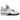 Air Jordan 4 Midnight Navy sneakers i vinklet visning med hvid overdel, mørkeblå detaljer, snørebånd og synlig Air unit i sålen