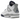 Air Jordan 4 Midnight Navy sneakers i vinkelret visning med hvid overdel, mørkeblå detaljer, snørebånd og synlig Air-enhed i sålen