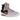 Nike LeBron 9 King of LA sneakers i en flot vinkel med lyserød overdel, lilla detaljer, snørebånd og gummisål