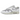 Nike Air Max 1 Patta Waves White sneakers i vinklet visning med hvidt meshoverdel, bølget grå læderoverlejring og synlig Air enhed