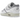 Nike Air Max 1 Patta Waves White sneakers i vinklet visning med hvidt mesh, bølget grå læderoverbygning og synlig luftsål