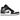 Air Jordan 1 Mid Black White Iron Grey sneakers i vinklet profil med sort læderoverdel, hvide detaljer og ikonisk logo