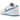 Nike Dunk Low Retro Photo Blue sneakers i vinklet visning med hvid og blå overdel i læder samt matchende gummisål