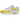 Nike Air Max 1 Tour Yellow sneakers i vinkelret visning med hvid overdel, gule detaljer, synlig Air unit og grå gummisål
