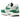 Nike Air Max 1 87 Malachite sneakers i en vinkel med hvid mesh, gråt ruskind og grønne swoosh-detaljer samt synlig Air-enhed