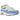 Nike Air Max 1 Royal Pulse sneakers i vinkelret visning med hvid overdel, blå ruskind og synlig Air enhed i sålen
