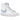 Nike Blazer Mid 77 Blue Gingham sneakers i sideprofil med hvid læderoverdel, blå ternet swoosh og ruskinddetaljer ved tåen