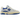 New Balance 550 Heron Blue Sea Salt sneakers i vinklet profil med hvid læderoverdel, blå detaljer og klassisk snøring