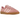 Adidas Bermuda Glow Pink sneakers i sideprofil med lyserød overdel i ruskind, mørk safran sål og hvide læderstriber