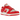 Nike Dunk Low Red Roses sneakers i sideprofil med hvid læderoverdel, røde detaljer og matchende snørebånd