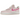 Nike Air Force 1 '07 LX Pearl Pink Paw Print sneakers i sideprofil med lyserød overdel, snørebånd og hvid sål