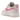 Nike Air Force 1 '07 LX Pearl Pink Paw Print sneakers i vinkelret visning med lyserød overdel og snørebånd