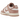 Nike Dunk Low Rose Whisper Gold Mini Swoosh sneakers i sideprofil med lyserøde og hvide læderdetaljer samt guldfarvet mini swoosh
