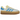 Adidas Gazelle Bold Almost Blue Yellow sneakers i sideprofil med lyseblå ruskindsoverdel, gule detaljer og hvid plateau-sål