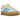 Adidas Gazelle Bold Almost Blue Yellow sneakers i sideprofil med lyseblå overdel i ruskind, gule detaljer og en høj platformssål