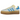 Adidas Gazelle Bold Almost Blue Yellow sneakers i sideprofil med lyseblå overdel i ruskind, gule detaljer og en høj mellemsål