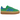 Adidas Gazelle Bold Green Blue Gum sneakers i vinkelret visning med grøn ruskind overdel, blå detaljer og klassisk gummi ydersål