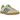 Adidas Gazelle Indoor Powder Yellow Royal Blue sneakers i sideprofil med gul overdel i ruskind, blå læderdetaljer og gummisål