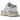 New Balance 9060 Pearl Grey Linen sneakers i vinkelret visning med grå ruskind og mesh overdel samt chunky sula