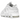 Nike Air More Uptempo Low Triple White sneakers i vinklet visning med hvid læderoverdel, store 'AIR' bogstaver og hvid sål