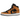 Jordan 1 Mid Desert Ochre sneakers i vinklet visning med brun læderoverdel, sorte detaljer og klassisk snøring