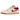 Jordan 1 Low Ruby sneakers i en vinkel med rød og hvid læderoverdel, snørebånd og klassisk sål